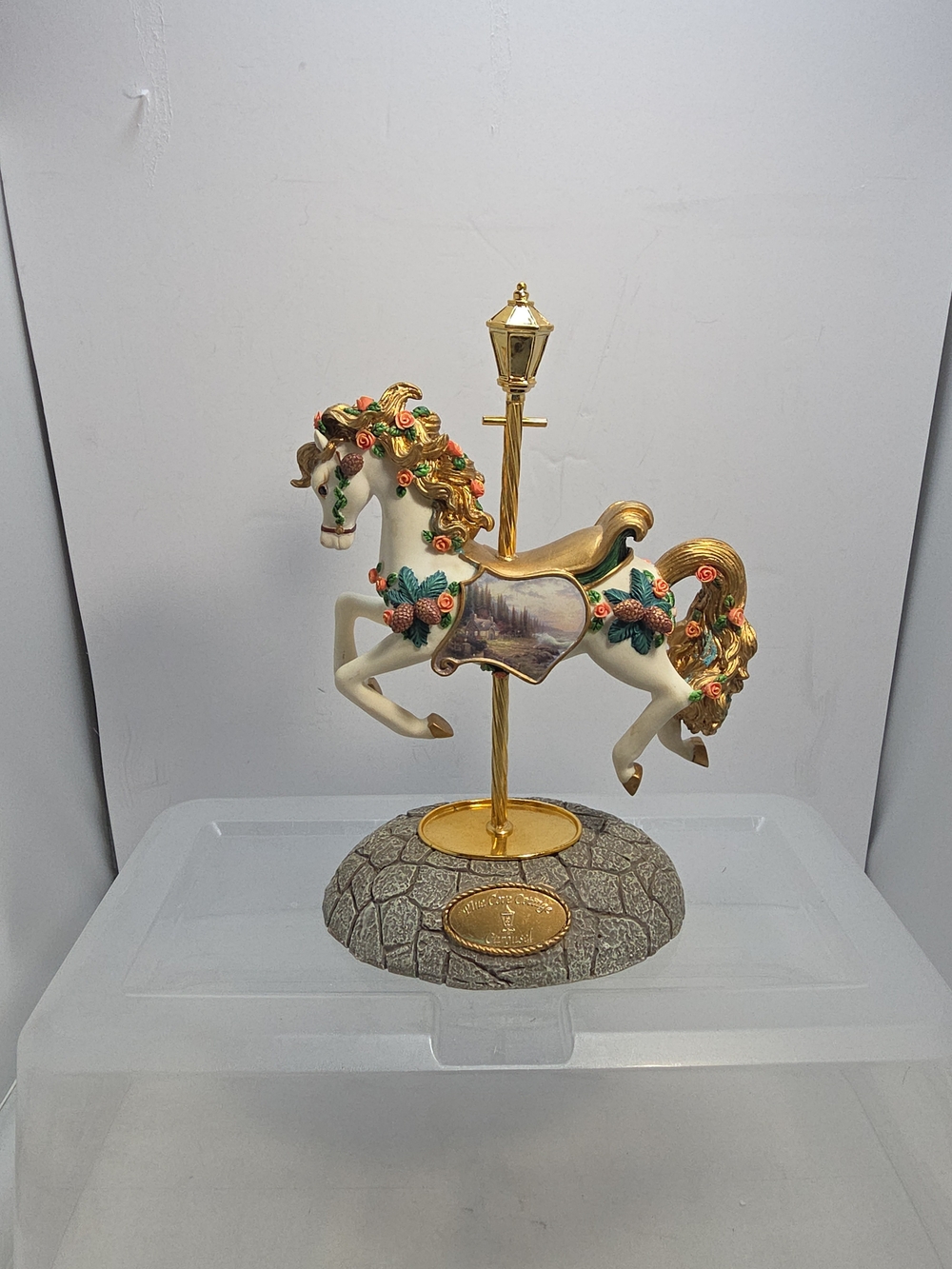 Thomas Kinkade Pine Cove Cottage Carousel Horse Figurine Hamilton Collection (Y2